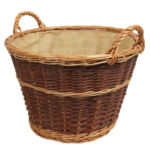 Holzkorb, Tragekorb, Pflanzkorb, Gartenkorb, Korb gefüttert (D:50)