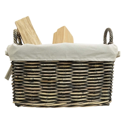 Holzkorb Kaminholzkorb Tragekorb Korb aus Rohr gefüttert (45x31x25/31)