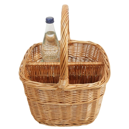Flaschenkorb Korb für 4 Flaschen aus gesottener Weide (30x30x20/36)