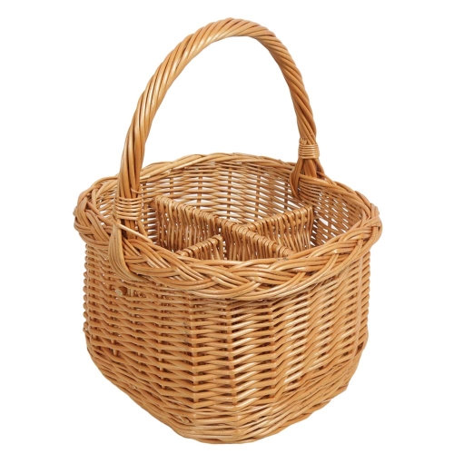 Flaschenkorb Korb für 4 Flaschen aus gesottener Weide (29x29x20/40)