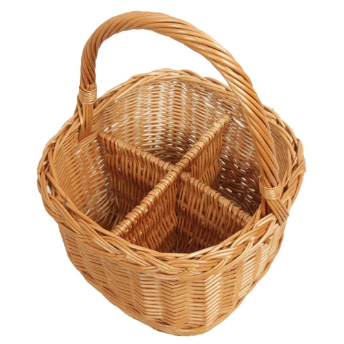 Flaschenkorb Korb für 4 Flaschen aus gesottener Weide (29x29x20/40)