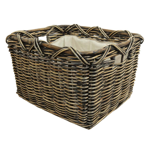 Holzkorb Korb Tragekorb aus Rohr gefüttert (57x47x35)