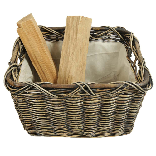 Holzkorb Korb Tragekorb aus Rohr gefüttert (57x47x35)
