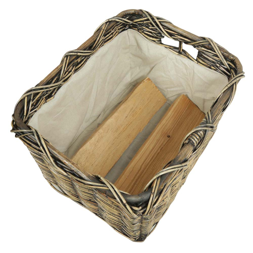Holzkorb Korb Tragekorb aus Rohr gefüttert (57x47x35)
