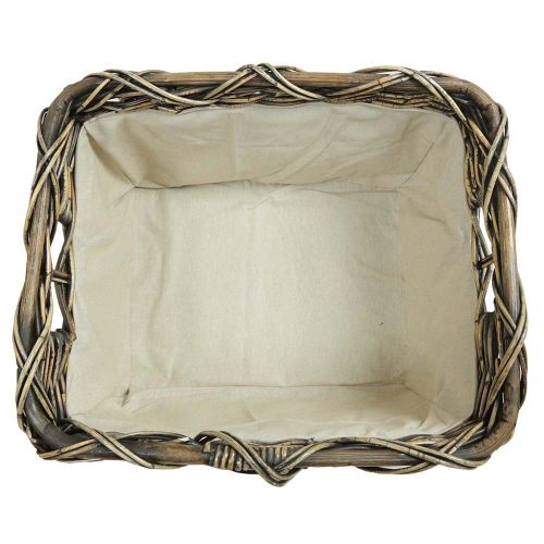 Holzkorb Korb Tragekorb aus Rohr gefüttert (57x47x35)