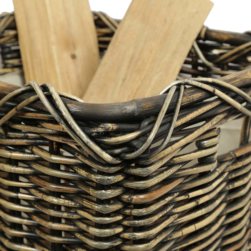 Holzkorb Korb Tragekorb aus Rohr gefüttert (57x47x35)