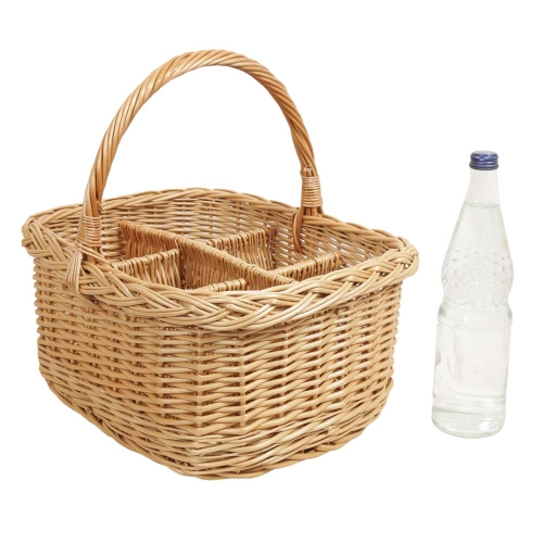 Flaschenkorb Korb für 6 Flaschen aus Weide (40x32x19/36)
