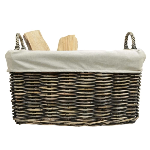 Holzkorb Kaminholzkorb Tragekorb Korb aus Rohr gefüttert (57x41x30/38)