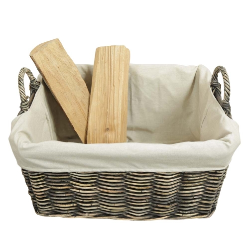 Holzkorb Kaminholzkorb Tragekorb Korb aus Rohr gefüttert (57x41x30/38)