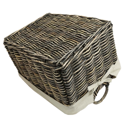 Holzkorb Kaminholzkorb Tragekorb Korb aus Rohr gefüttert (57x41x30/38)