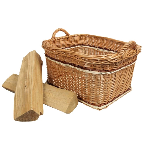 Holzkorb Kaminholzkorb Korb ungefüttert Tragekorb aus gesottener Weide (53x42x28/34)