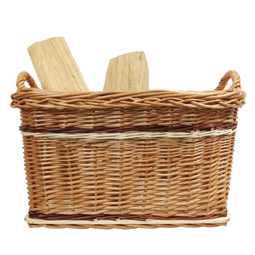 Holzkorb Kaminholzkorb Korb ungefüttert Tragekorb aus gesottener Weide (53x42x28/34)