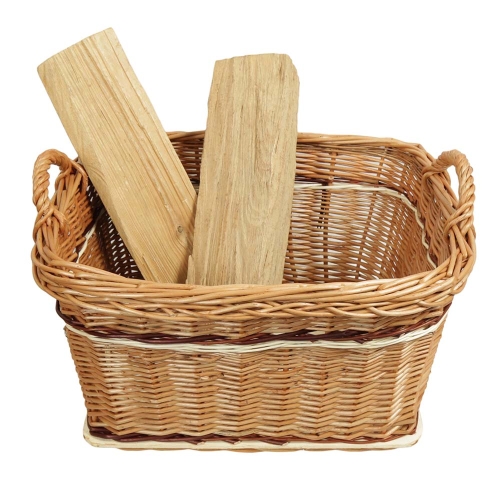 Holzkorb Kaminholzkorb Korb ungefüttert Tragekorb aus gesottener Weide (53x42x28/34)