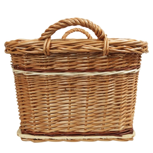 Holzkorb Kaminholzkorb Korb ungefüttert Tragekorb aus gesottener Weide (53x42x28/34)