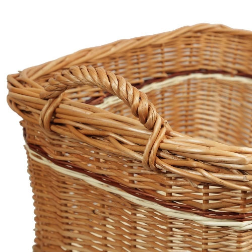 Holzkorb Kaminholzkorb Korb ungefüttert Tragekorb aus gesottener Weide (53x42x28/34)