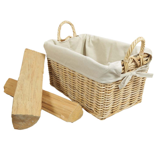 Holzkorb Korb Tragekorb aus Rohr gefüttert (46x31x25/33)