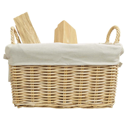 Holzkorb Korb Tragekorb aus Rohr gefüttert (46x31x25/33)