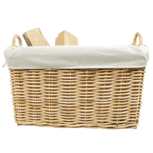 Holzkorb Korb Tragekorb aus Rohr gefüttert (57x41x30/38)