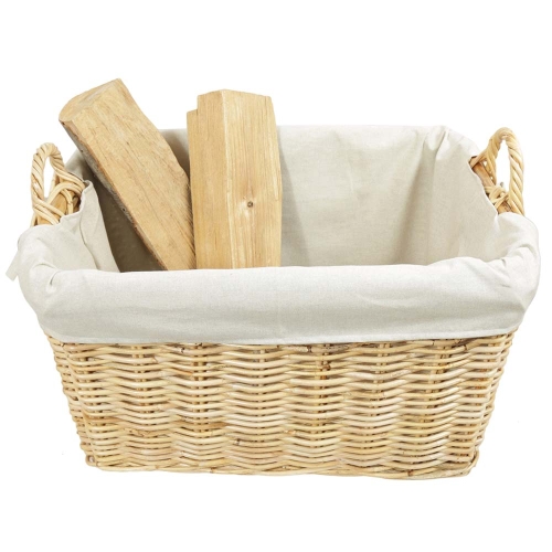 Holzkorb Korb Tragekorb aus Rohr gefüttert (57x41x30/38)