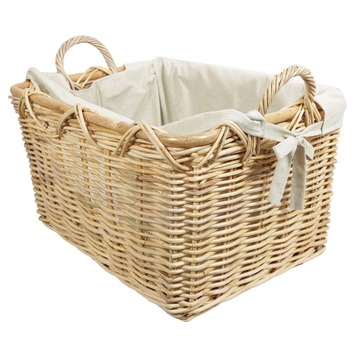 Holzkorb Korb Tragekorb aus Rohr gefüttert (57x41x30/38)