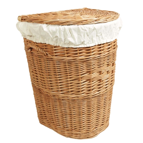 Wäschekorb gefüttert - Korb für Wäsche aus gesottener Weide (44x37x56)