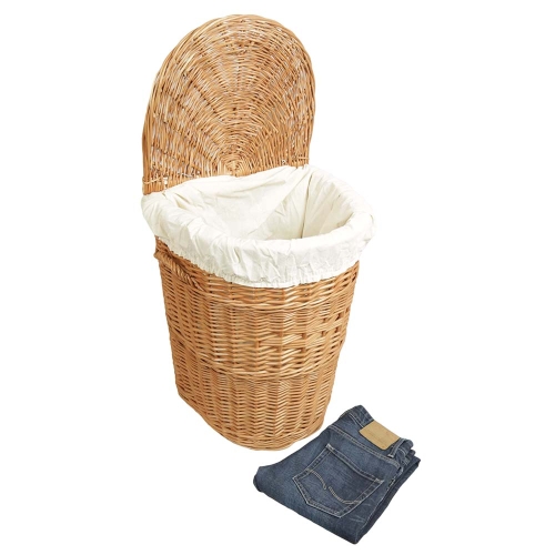 Wäschekorb gefüttert - Korb für Wäsche aus gesottener Weide (44x37x56)