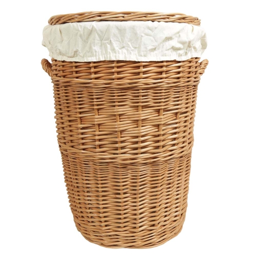 Wäschekorb gefüttert - Korb für Wäsche aus gesottener Weide (44x37x56)