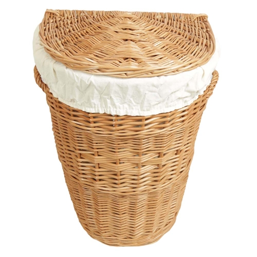Wäschekorb gefüttert - Korb für Wäsche aus gesottener Weide (44x37x56)