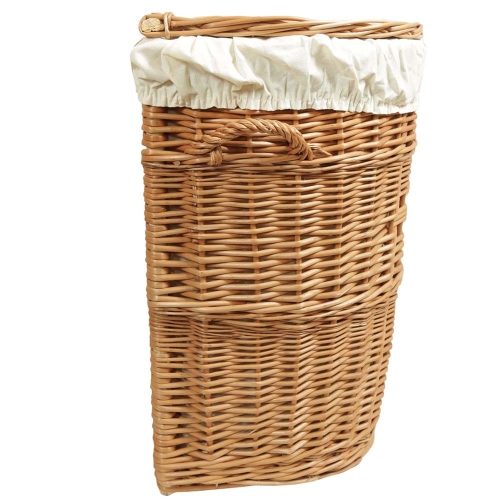 Wäschekorb gefüttert - Korb für Wäsche aus gesottener Weide (44x37x56)