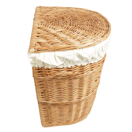 Wäschekorb gefüttert - Korb für Wäsche aus gesottener Weide (44x37x56)