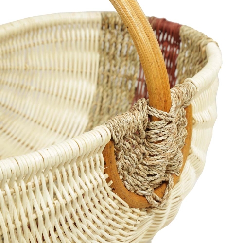 Einkaufskorb Handkorb ungefüttert Korb aus Rohr (50x33x22/37)