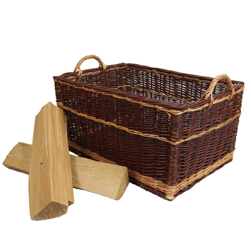 Holzkorb Weidenkorb Tragekorb handgeflochten aus Weide (62x43x39)