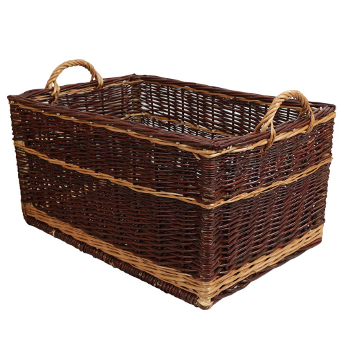 Holzkorb Weidenkorb Tragekorb handgeflochten aus Weide (62x43x39)