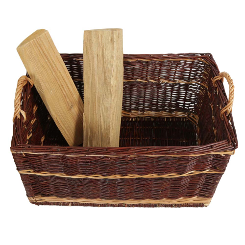 Holzkorb Weidenkorb Tragekorb handgeflochten aus Weide (62x43x39)