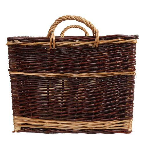 Holzkorb Weidenkorb Tragekorb handgeflochten aus Weide (62x43x39)