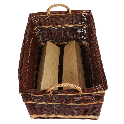 Holzkorb Weidenkorb Tragekorb handgeflochten aus Weide (62x43x39)