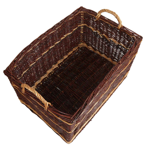 Holzkorb Weidenkorb Tragekorb handgeflochten aus Weide (62x43x39)