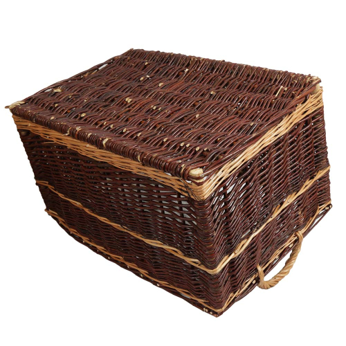 Holzkorb Weidenkorb Tragekorb handgeflochten aus Weide (62x43x39)