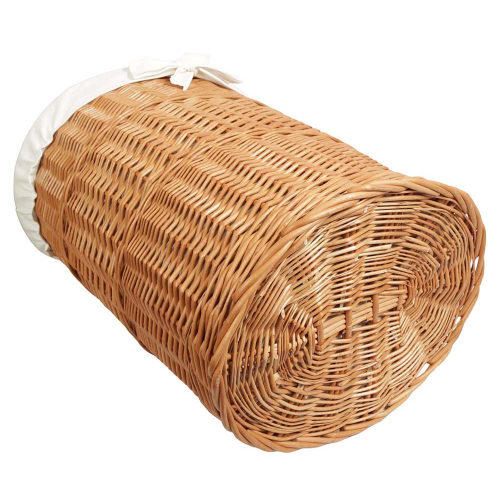 Wäschekorb, Wäschesammler gefüttert - Korb für Wäsche aus gesottener Weide