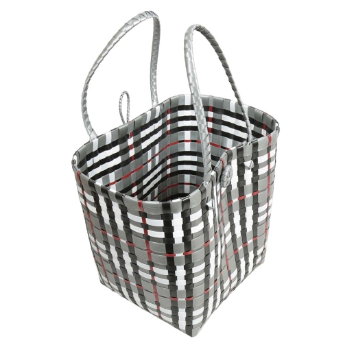 Kunststofftasche, Korb aus Kunststoffbändern, bunt (40x25x60)