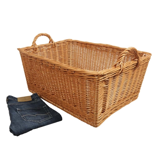 Wäschekorb aus Weide, Korb für Wäsche aus gesottener Weide (70x48x29/36)