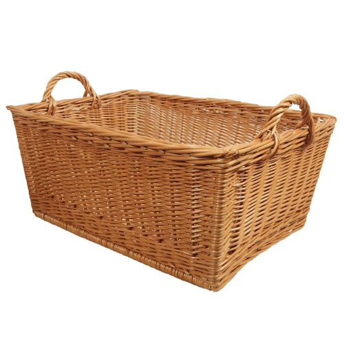 Wäschekorb aus Weide, Korb für Wäsche aus gesottener Weide (70x48x29/36)