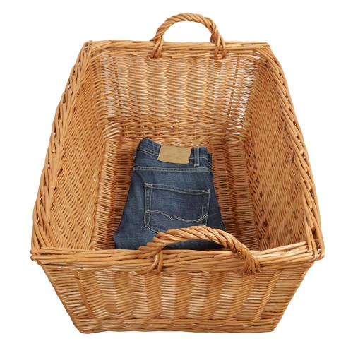 Wäschekorb aus Weide, Korb für Wäsche aus gesottener Weide (70x48x29/36)