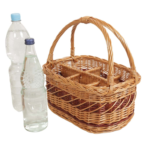 Flaschenkorb Korb für 6 Flaschen, gesottene Weide (35x24x15/33)