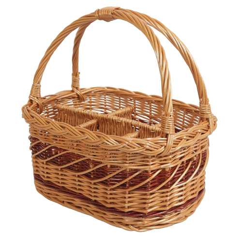 Flaschenkorb Korb für 6 Flaschen, gesottene Weide (35x24x15/33)