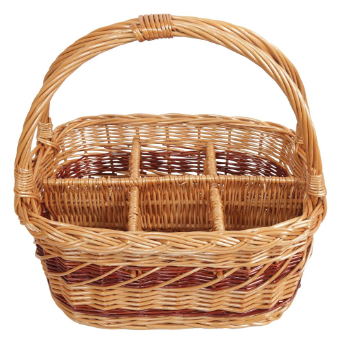 Flaschenkorb Korb für 6 Flaschen, gesottene Weide (35x24x15/33)