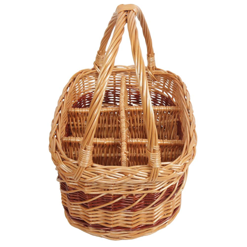 Flaschenkorb Korb für 6 Flaschen, gesottene Weide (35x24x15/33)