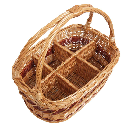 Flaschenkorb Korb für 6 Flaschen, gesottene Weide (35x24x15/33)