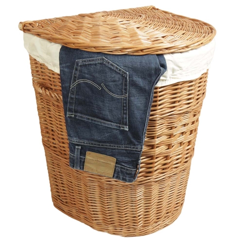 Wäschekorb gefüttert - Korb für Wäsche aus gesottener Weide (53x44x62)