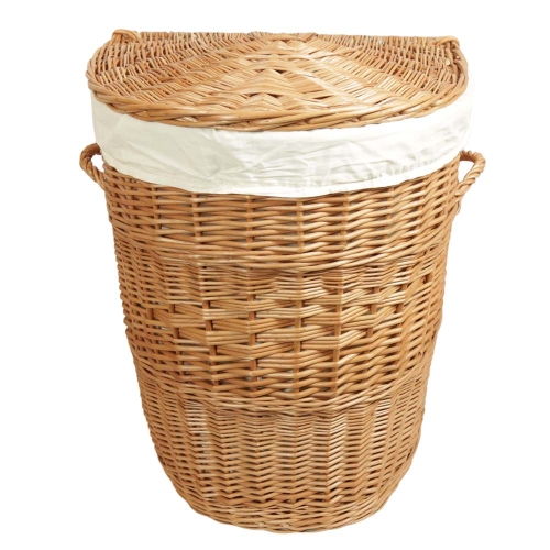 Wäschekorb gefüttert - Korb für Wäsche aus gesottener Weide (53x44x62)